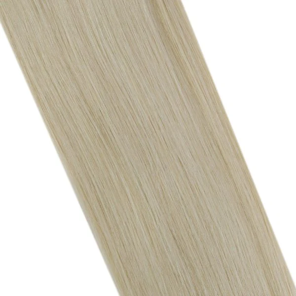 Weft Hair Extensions Sew in Remy Human Hair Lightest Blonde Hair #60 - Image 4
