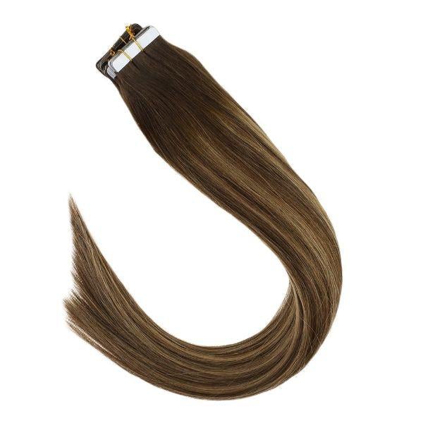 Tape in Extensions Human Hair Extensions Balayage Brown and Blonde Highlights#4/27/4 - Image 4