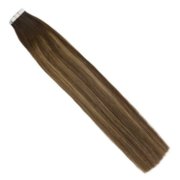 Tape in Extensions Human Hair Extensions Balayage Brown and Blonde Highlights#4/27/4 - Image 5