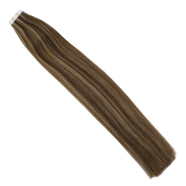 Tape in Extensions Human Hair Extensions Brown with Blonde Highlights #4/27 - Image 5