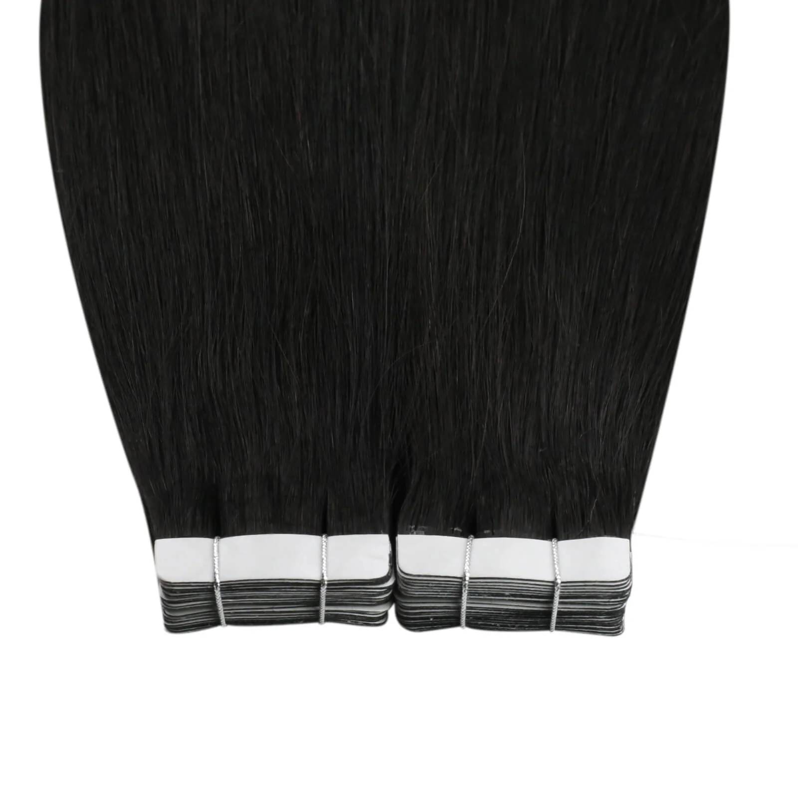 Tape in Hair Extensions 100% Human Hair Natural Black Straight #1B - Image 6