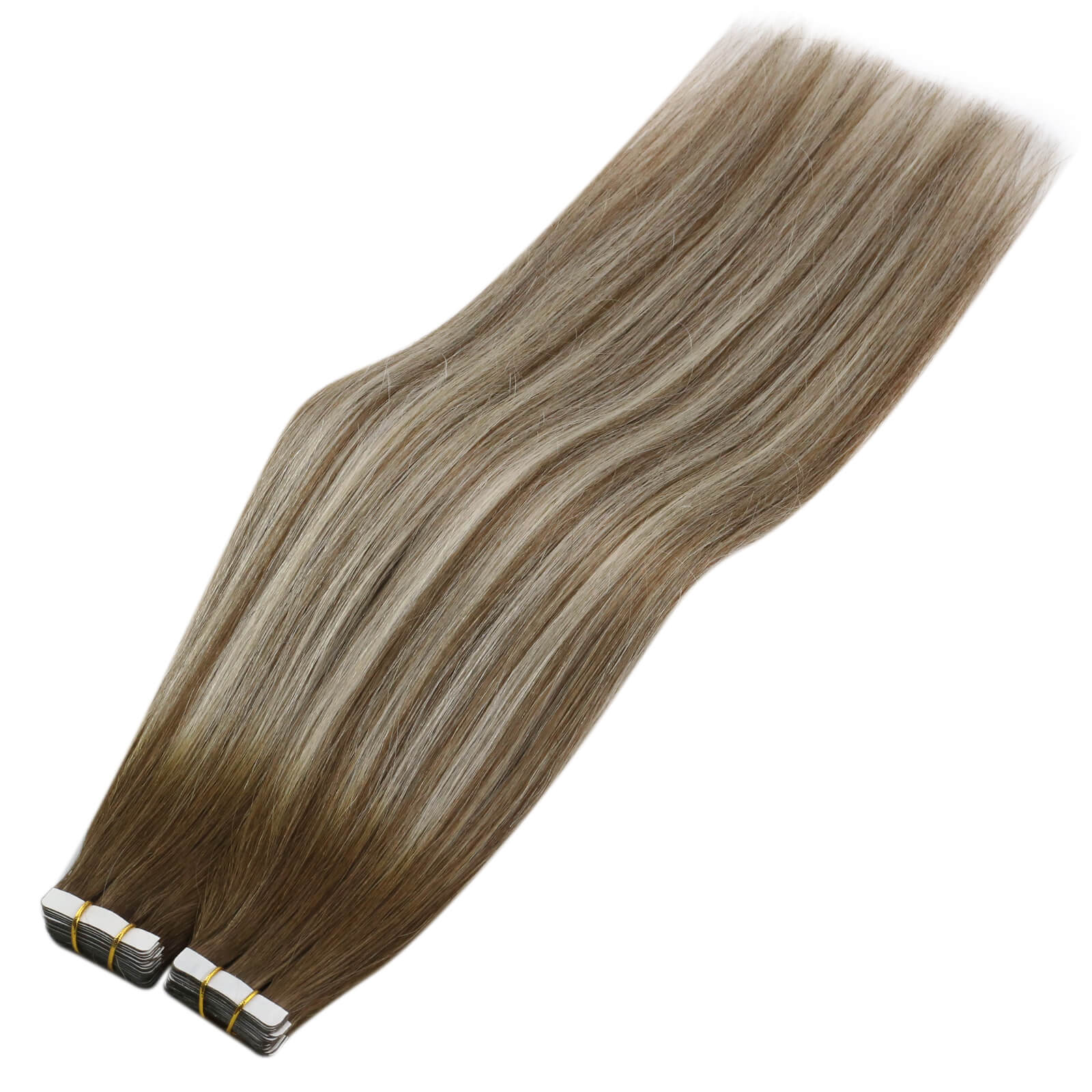 Tape in Extensions Human Hair Extensions Balayage Brown to Bleach Color #6/60/6 - Image 3