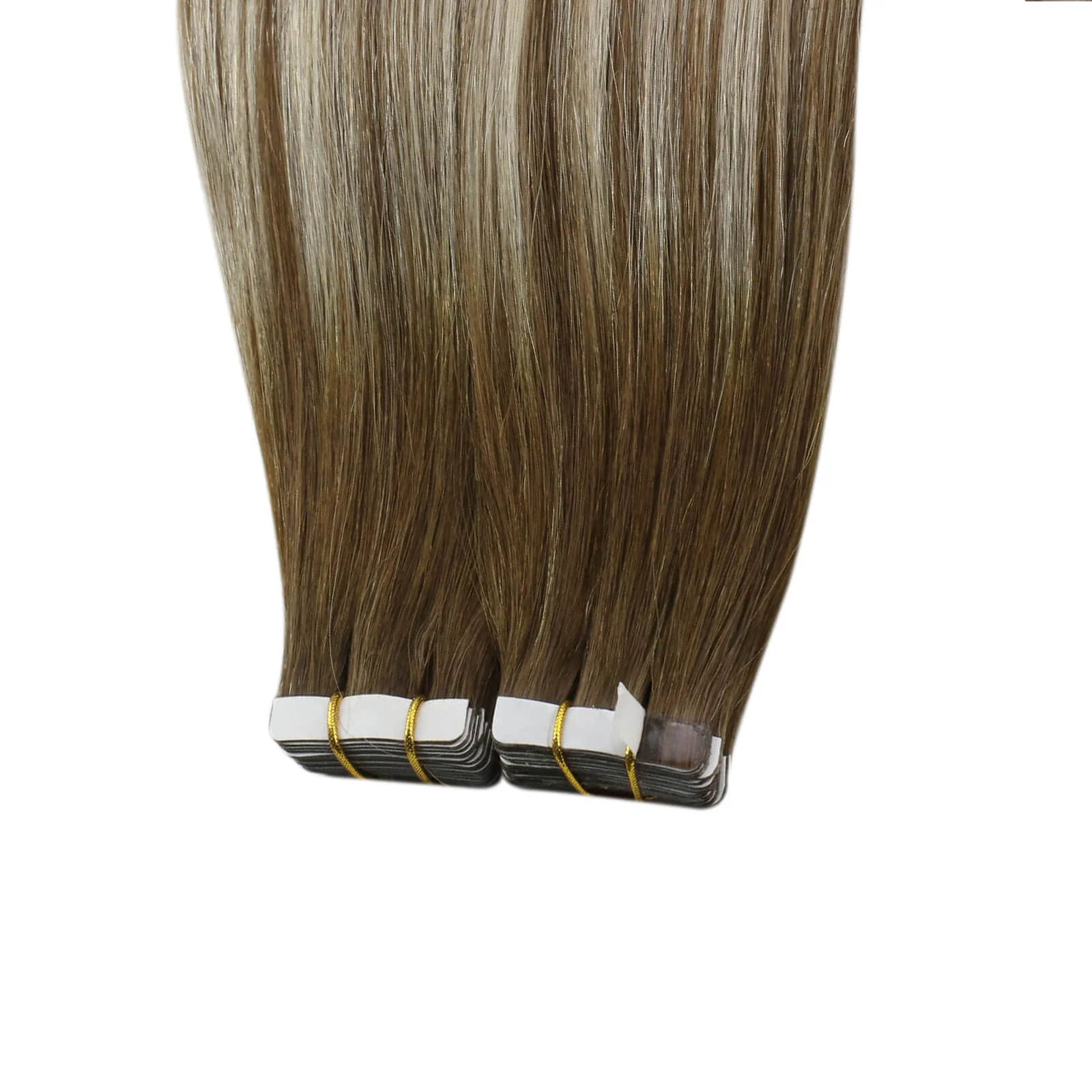 Tape in Extensions Human Hair Extensions Balayage Brown to Bleach Color #6/60/6 - Image 6