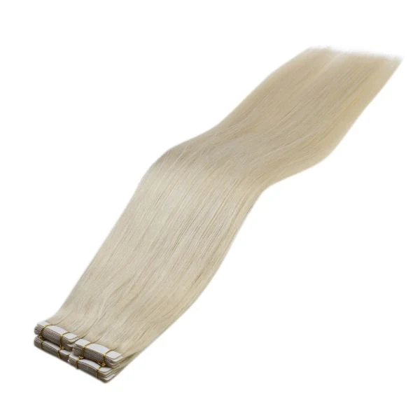 Tape in Extensions Human Hair Extensions Remy Tape ins Lightest Blonde #60 - Image 3
