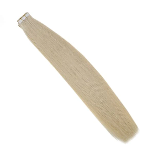 Tape in Extensions Human Hair Extensions Remy Tape ins Lightest Blonde #60 - Image 5