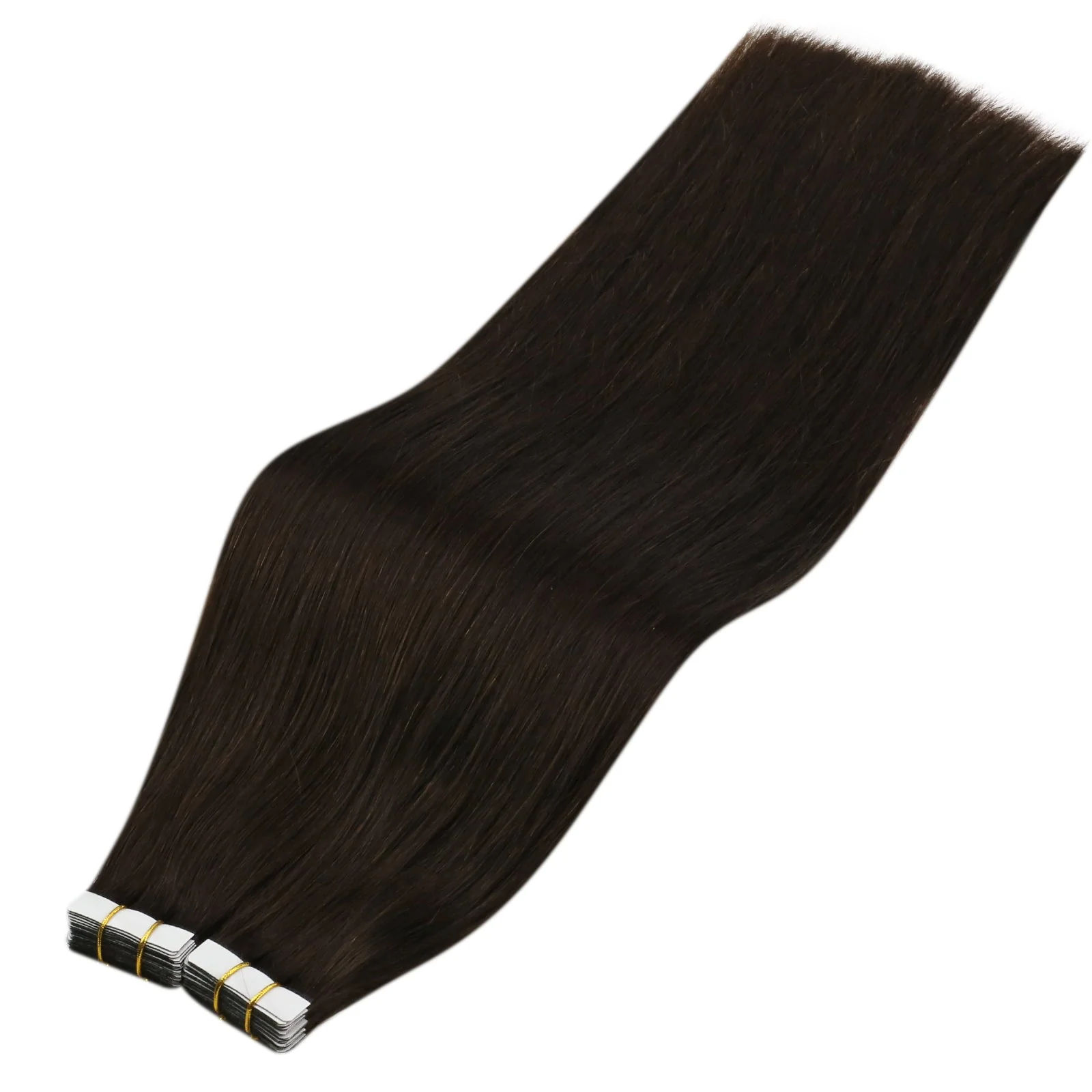 Tape in Extensions Human Hair Extensions Remy Tape ins Darkest Brown #2 - Image 3