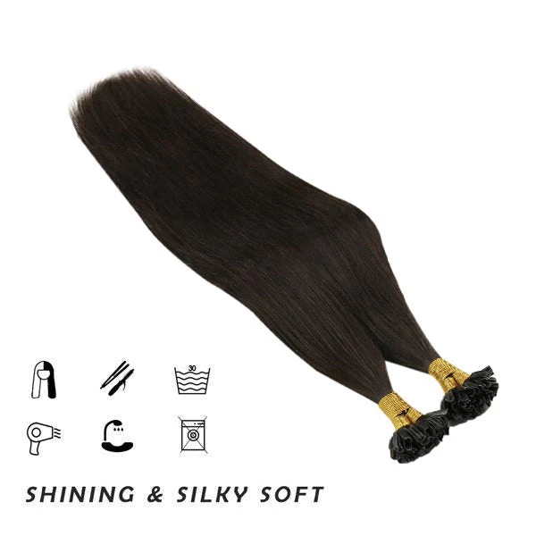 Keratin U Tip Remy Human Hair Extensions Brown #2 - Image 3