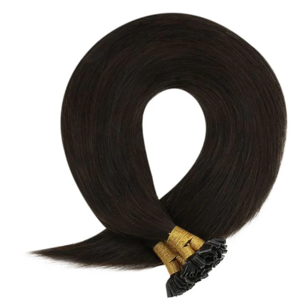Keratin U Tip Remy Human Hair Extensions Brown #2 - Image 6