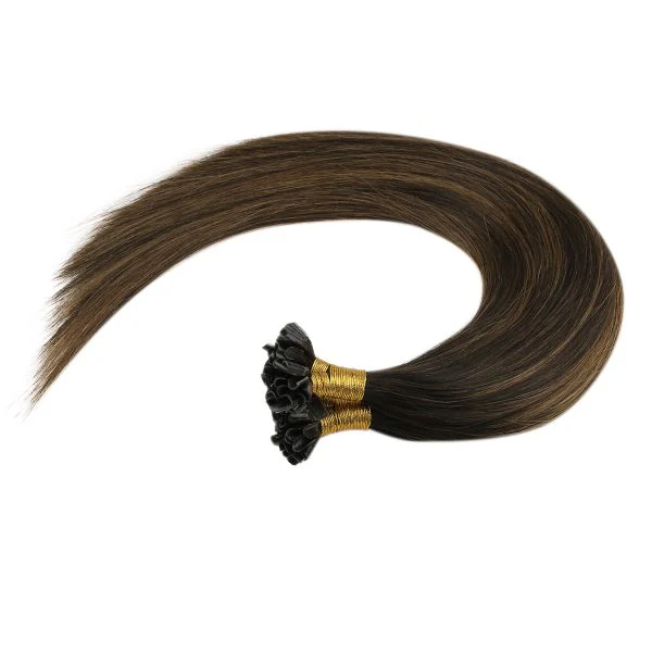 [Pre-Sale] Keratin U Tip Brown with Balayage Human Hair Extensions #2/2/6 - Image 3