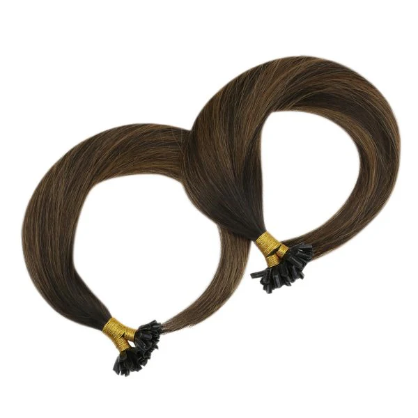 [Pre-Sale] Keratin U Tip Brown with Balayage Human Hair Extensions #2/2/6 - Image 4