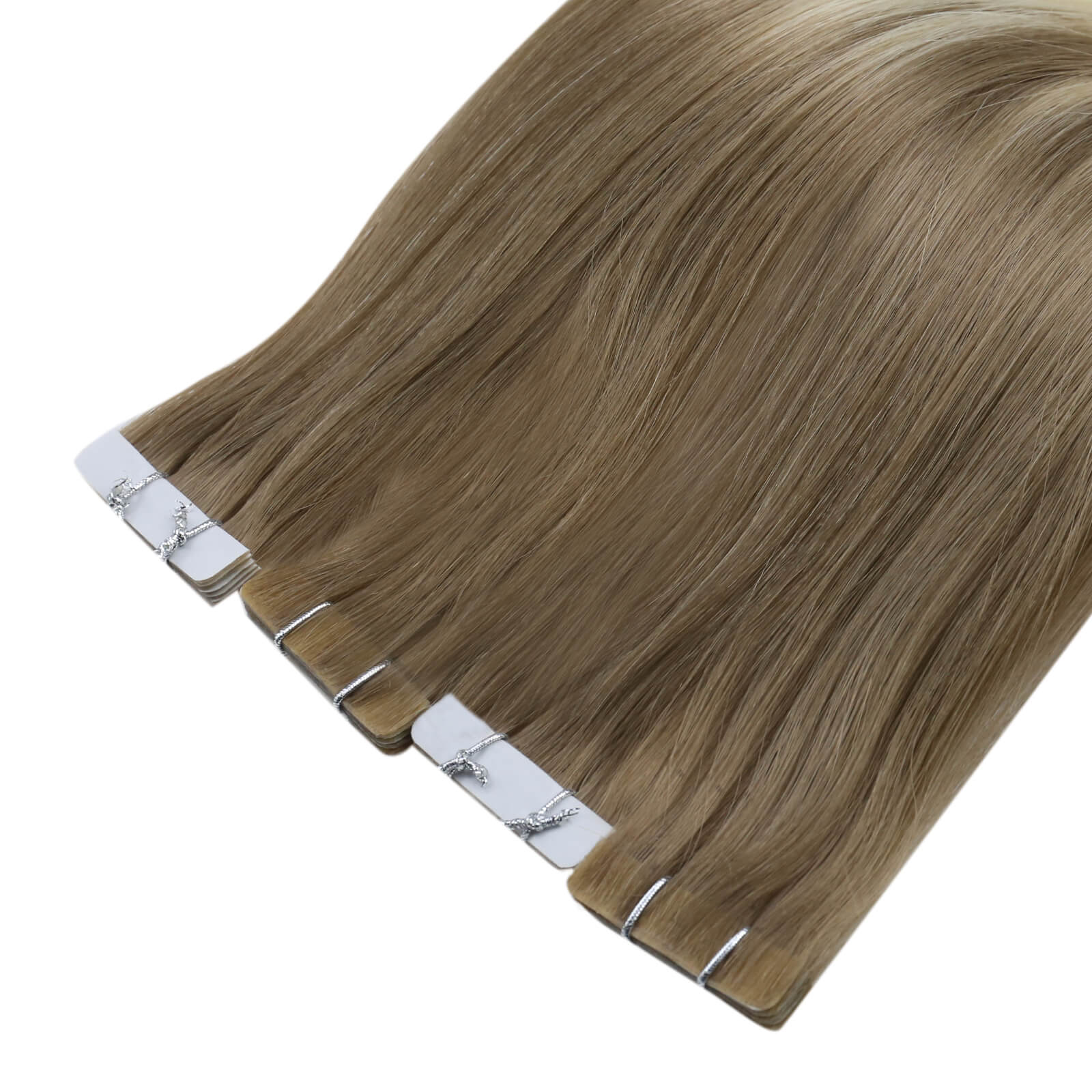 [Virgin Hair] Best Tape in Hair Extensions Injected Tape Ins Balayage Color #BA8/60 - Image 12