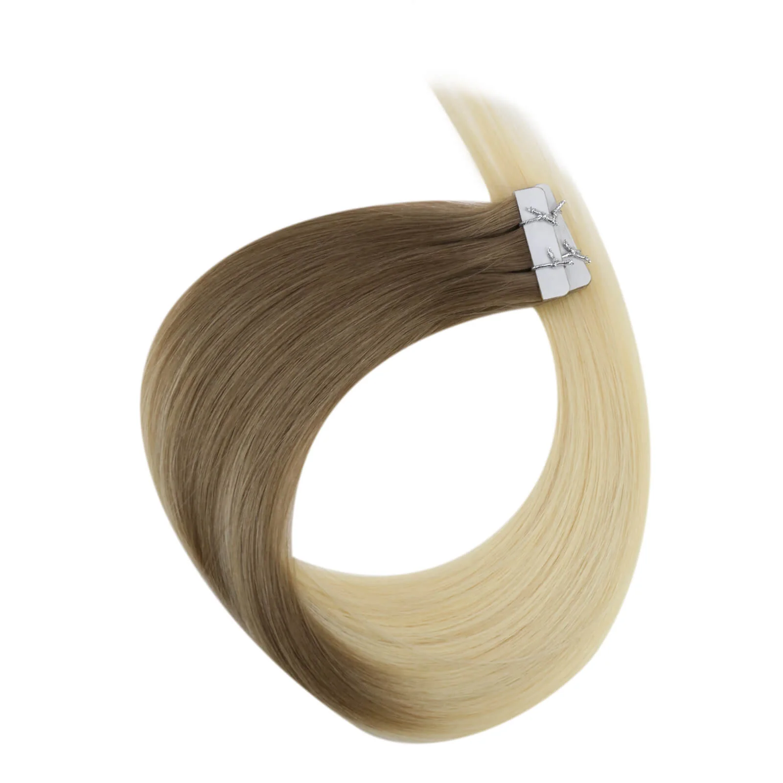 [Virgin Hair] Best Tape in Hair Extensions Injected Tape Ins Balayage Color #BA8/60 - Image 6