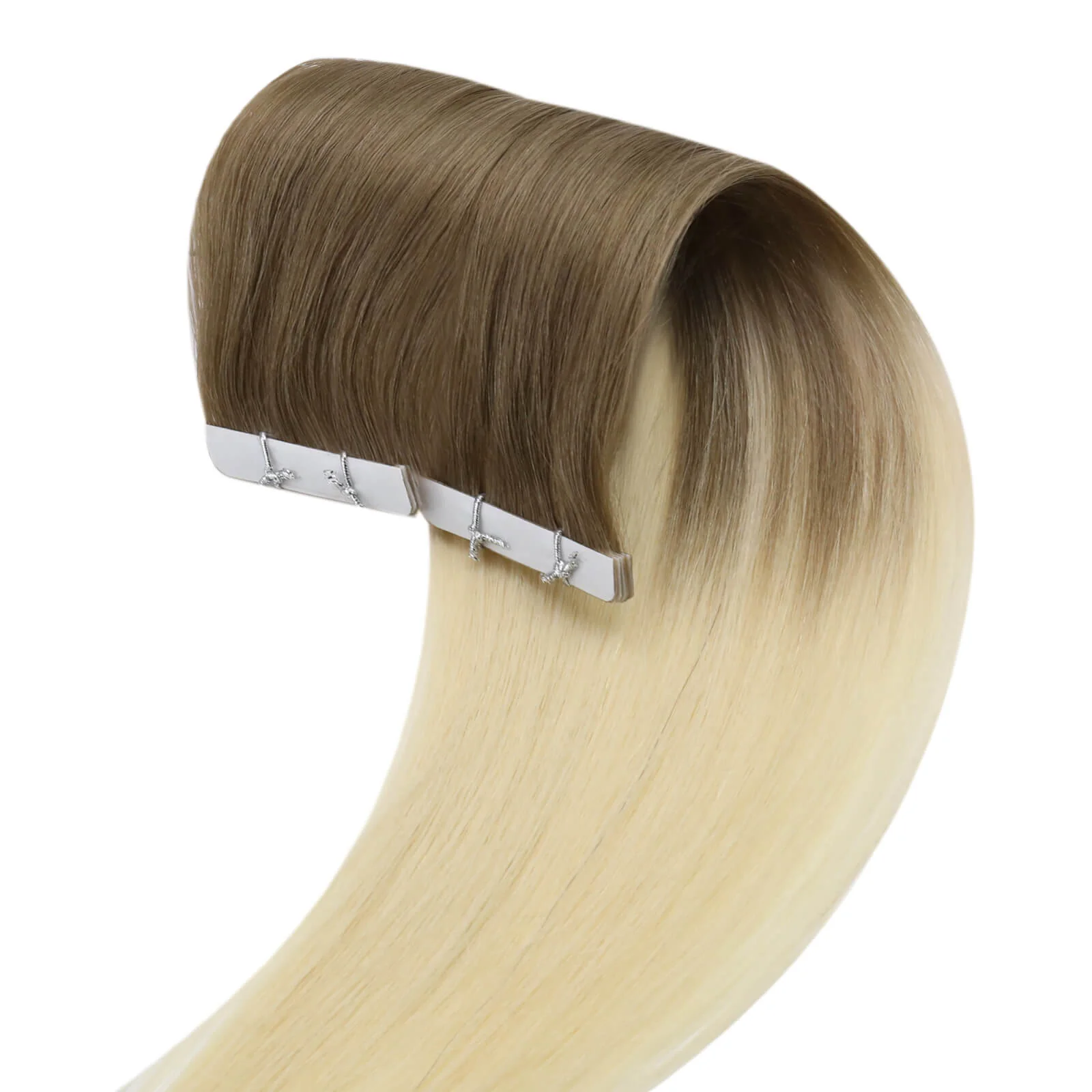 [Virgin Hair] Best Tape in Hair Extensions Injected Tape Ins Balayage Color #BA8/60 - Image 9