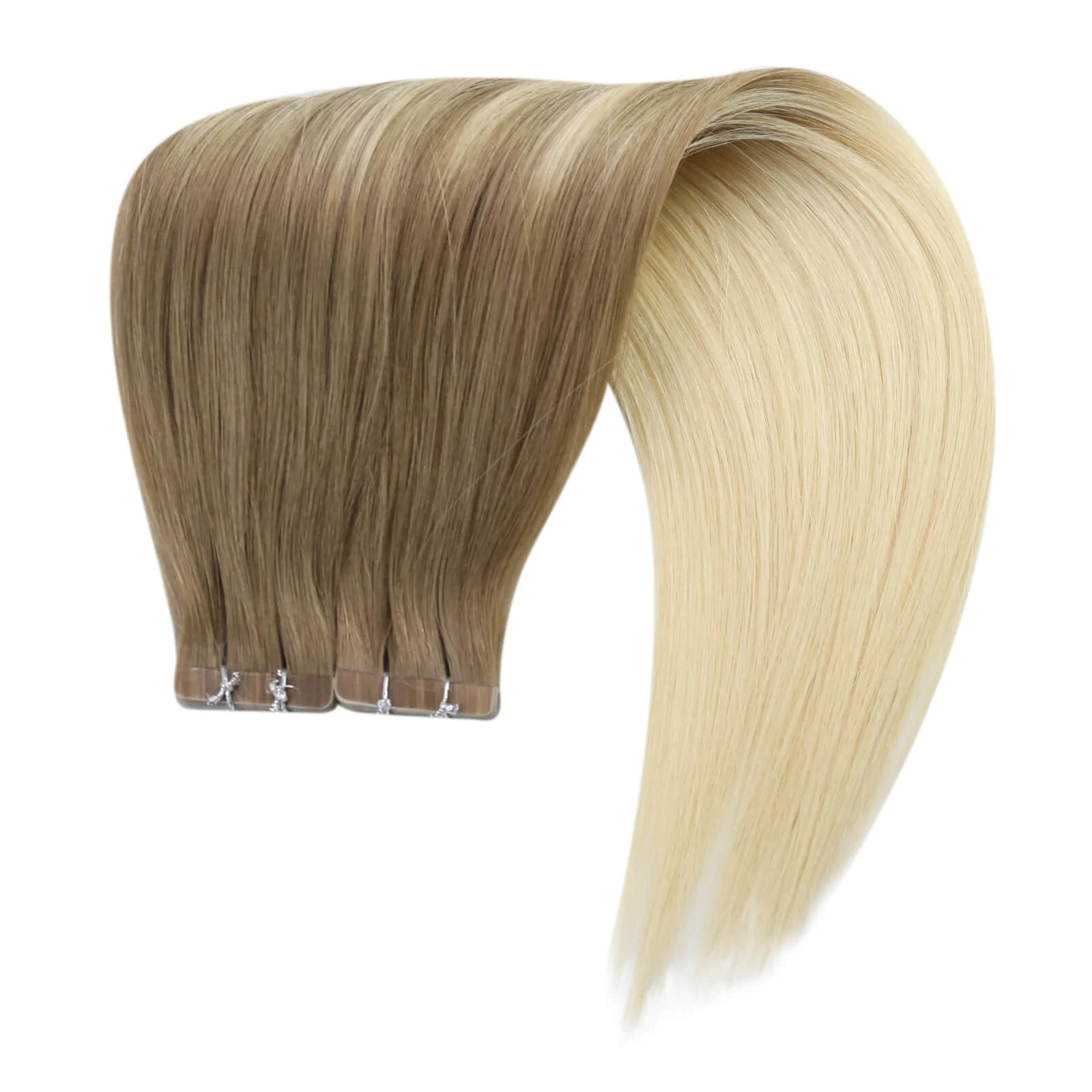 [Virgin Hair] Best Tape in Hair Extensions Real Human Hair Balayage Blonde #8/60 - Image 4