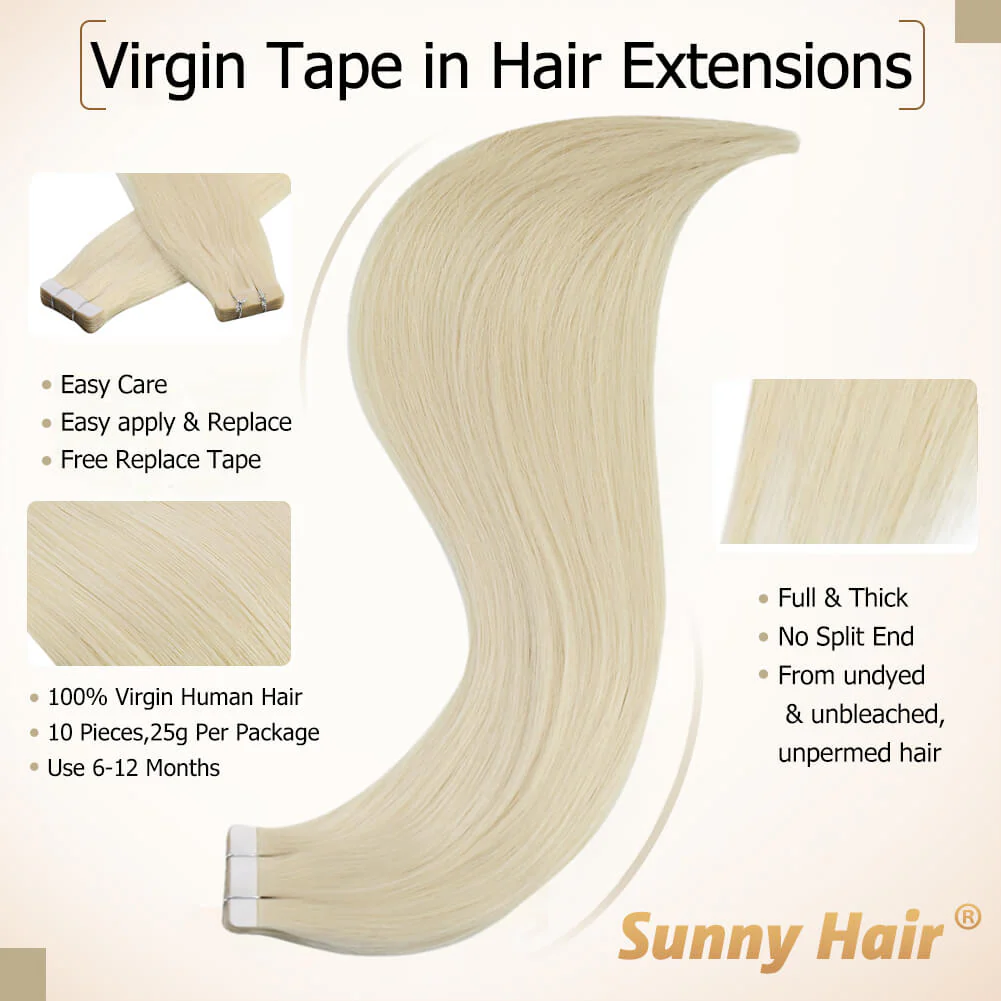 [Virgin Hair] Blonde Tape in Hair Extensions High Quality Human Hair #60 - Image 3