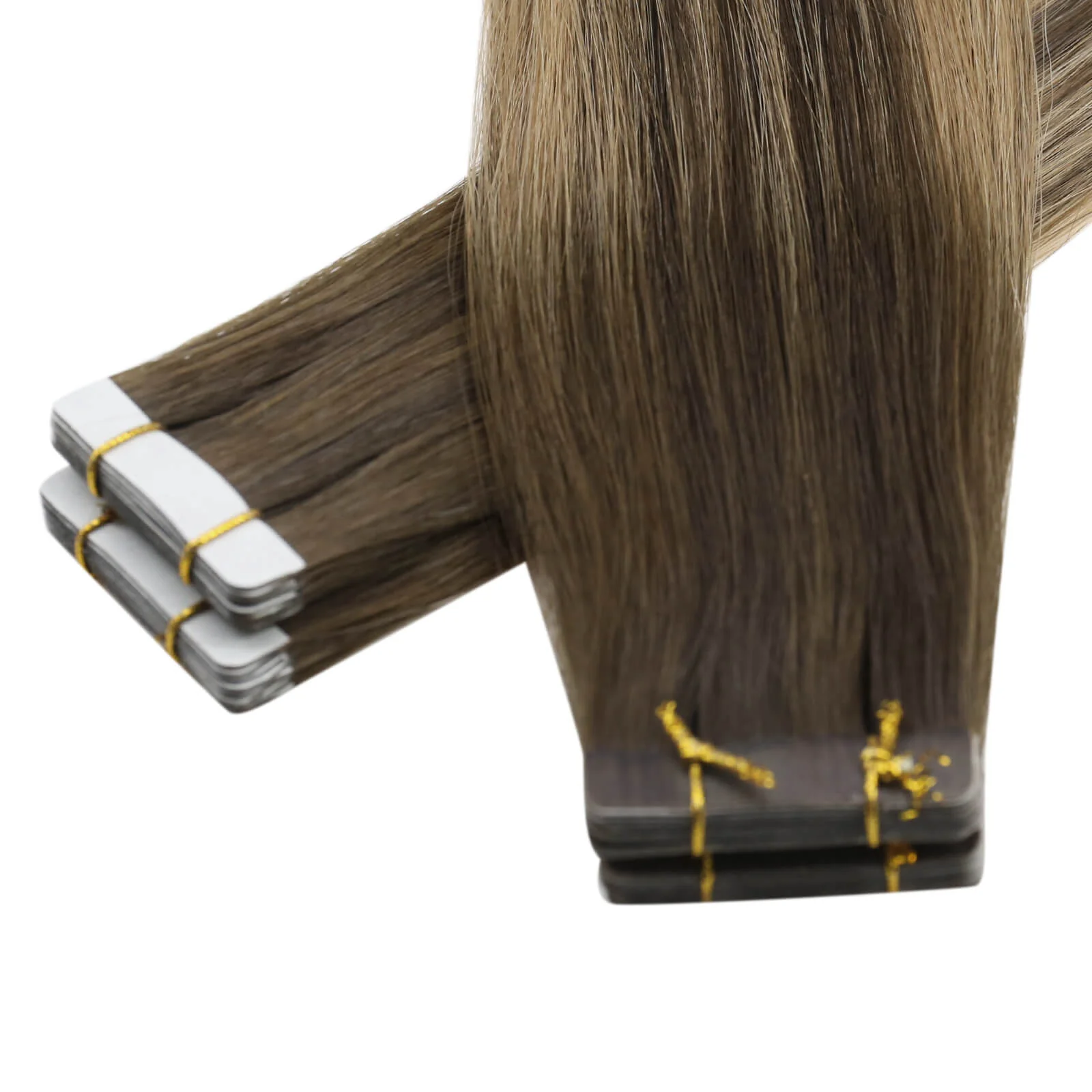 [Virgin Hair] Tape in Human Hair Extensions Straight Brown Blonde Hair #BM - Image 5