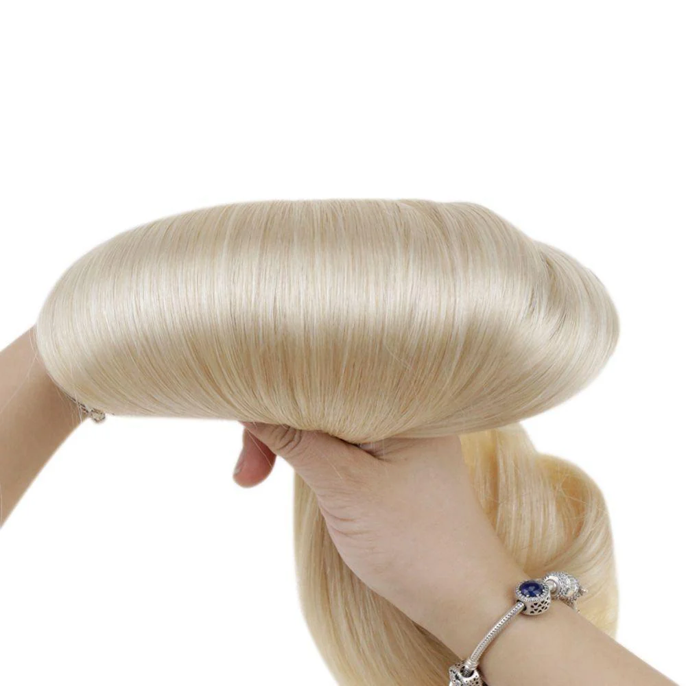 [Virgin Hair] Weft Hair Extension Platinum Blonde Color Human Hair #60 - Image 3