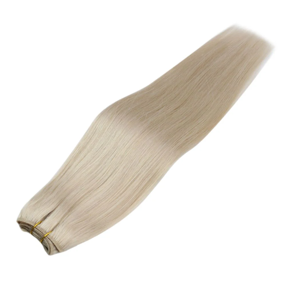 [Virgin Hair] Weft Hair Extension Platinum Blonde Color Human Hair #60 - Image 4