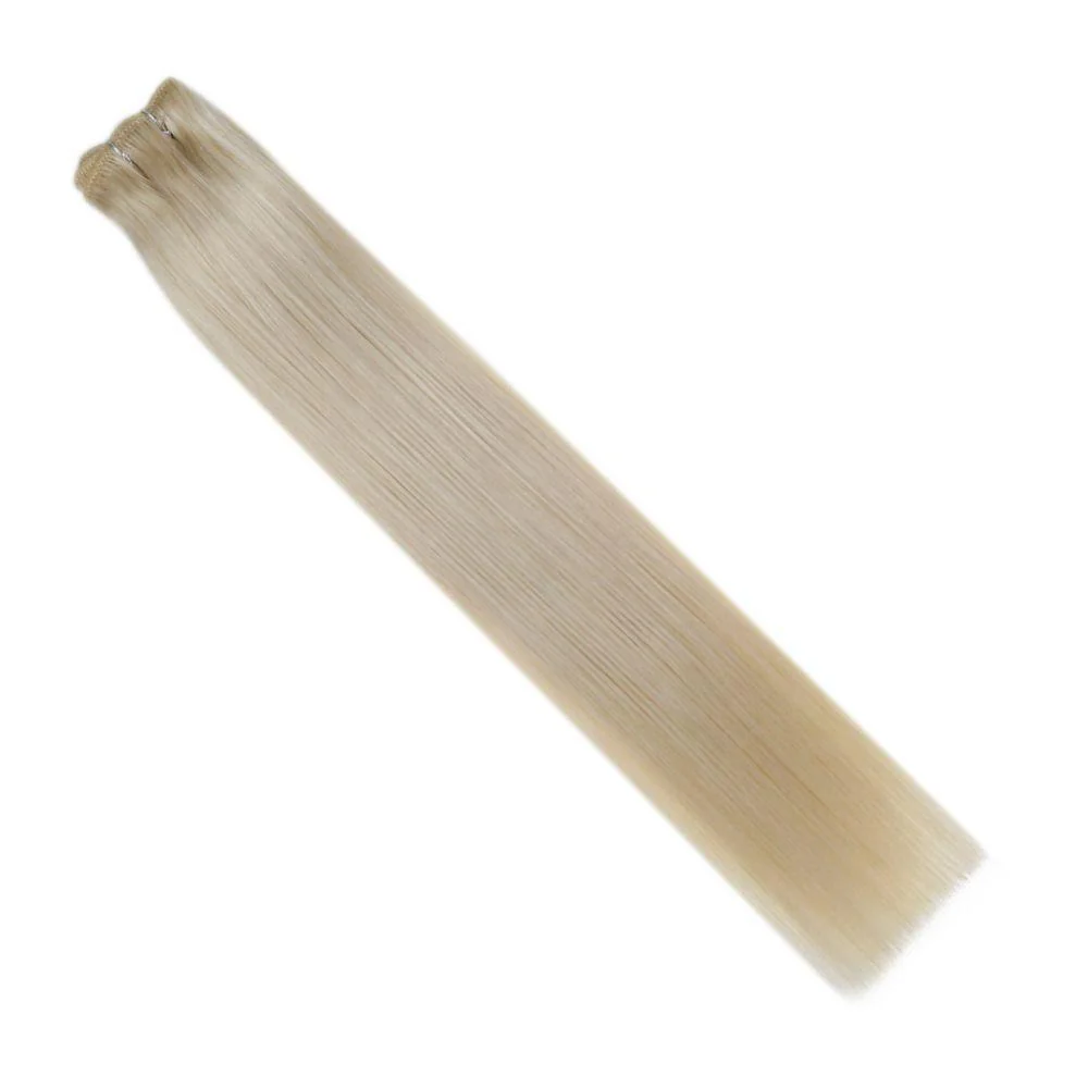 [Virgin Hair] Weft Hair Extension Platinum Blonde Color Human Hair #60 - Image 8