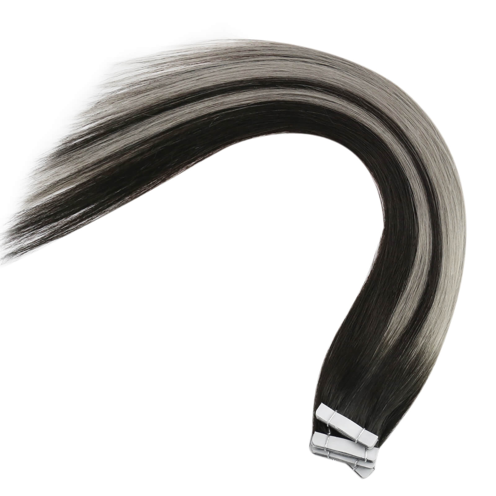 [Virgin Hair] Seamless Injected Tape in Extensions Human Hair Balayage #1B/Silver/1B - Image 10