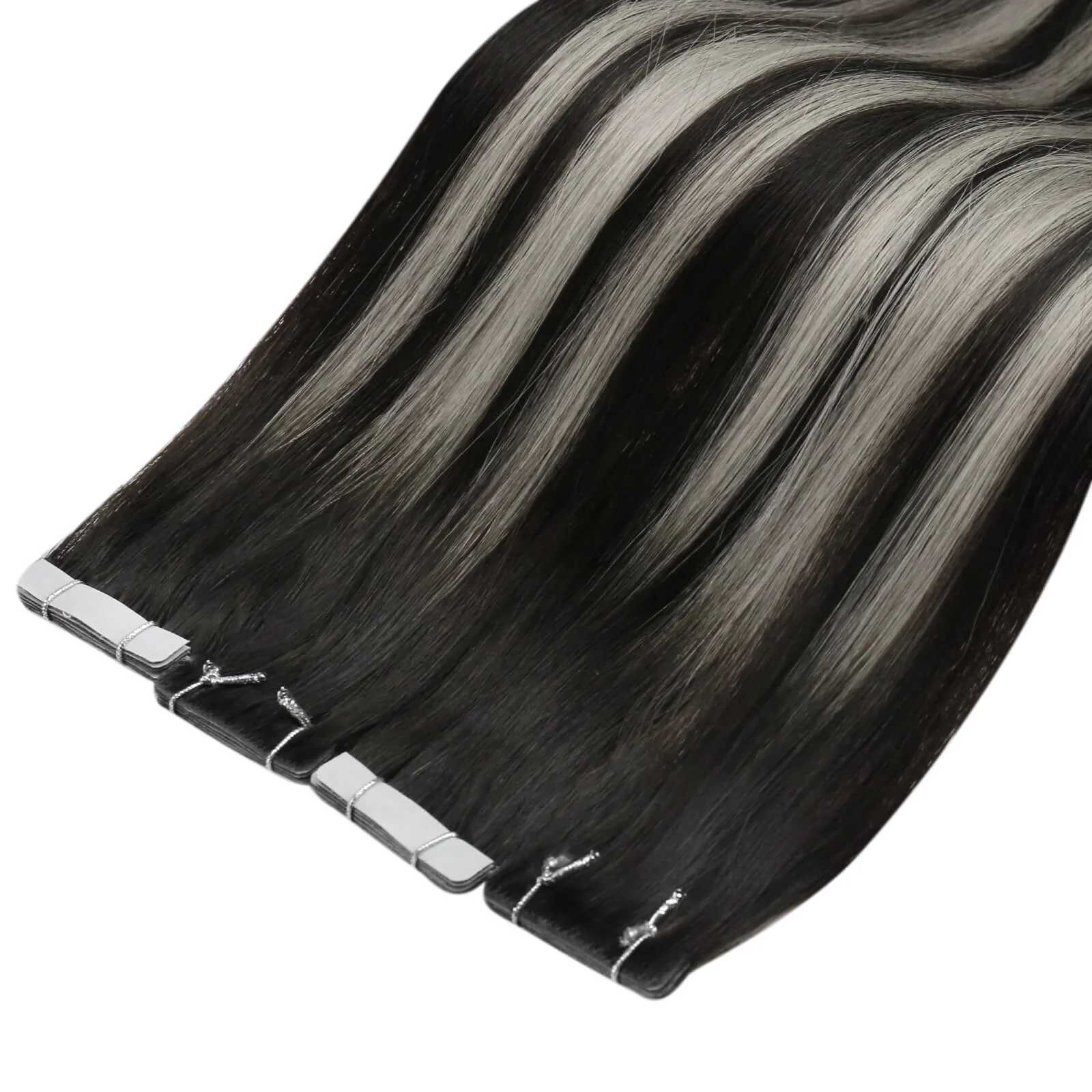 [Virgin Hair] Seamless Injected Tape in Extensions Human Hair Balayage #1B/Silver/1B - Image 12