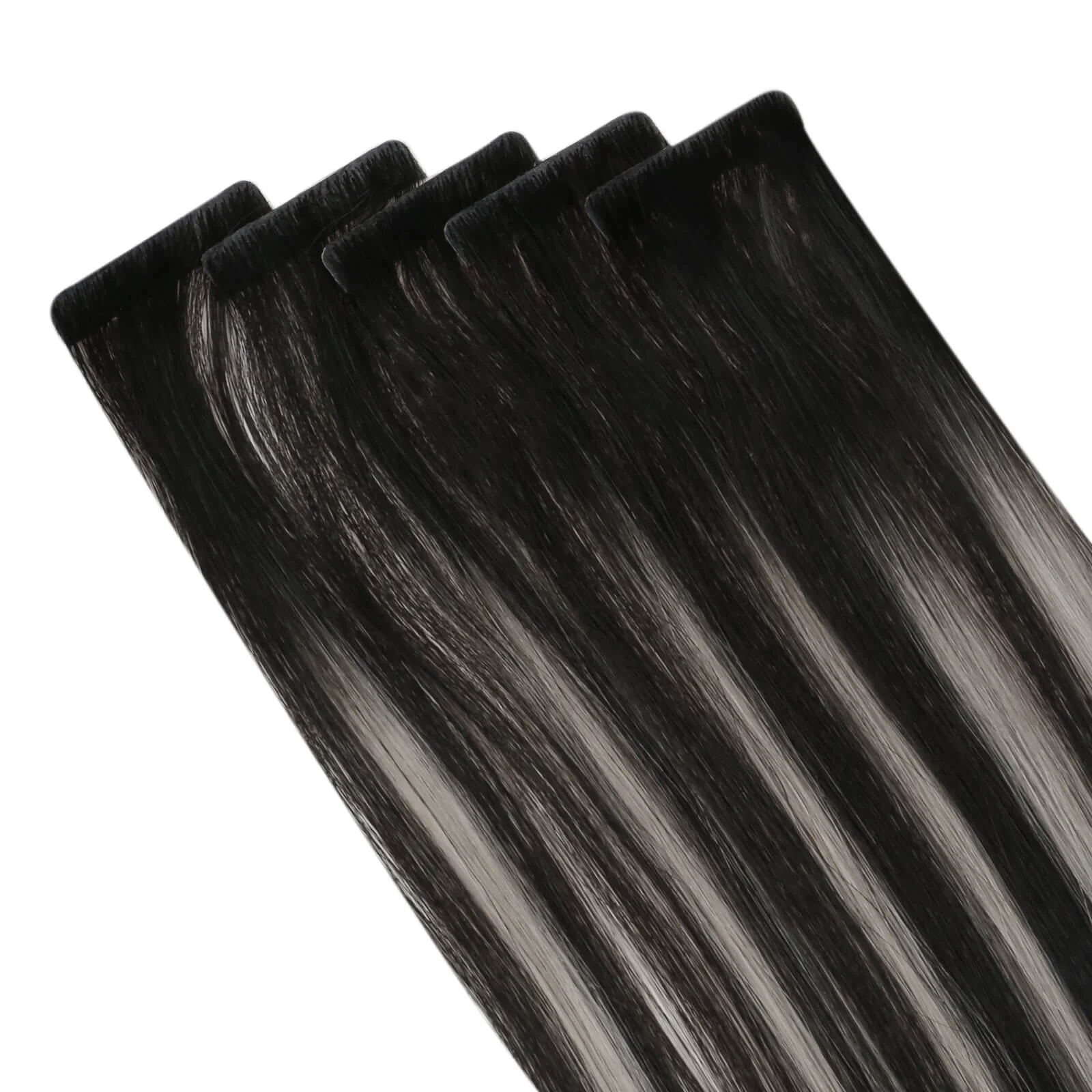 [Virgin Hair] Seamless Injected Tape in Extensions Human Hair Balayage #1B/Silver/1B - Image 7