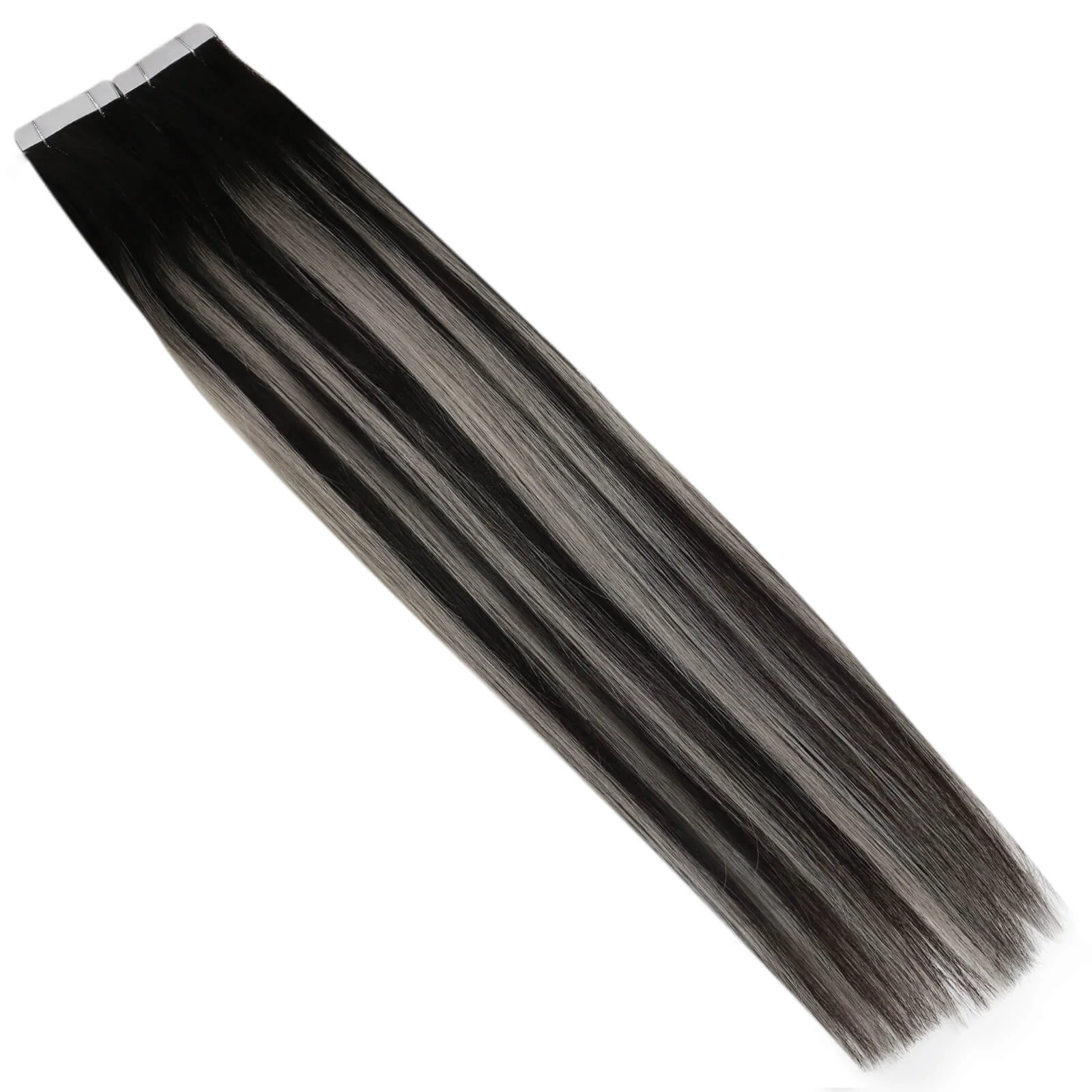 [Virgin Hair] Seamless Injected Tape in Extensions Human Hair Balayage #1B/Silver/1B - Image 9