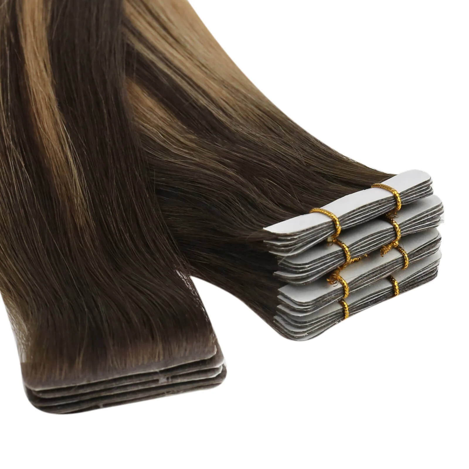 [Virgin Hair] Invisible Injection Tape in Human Hair Extensions Balayage Brown Hair #BM - Image 5