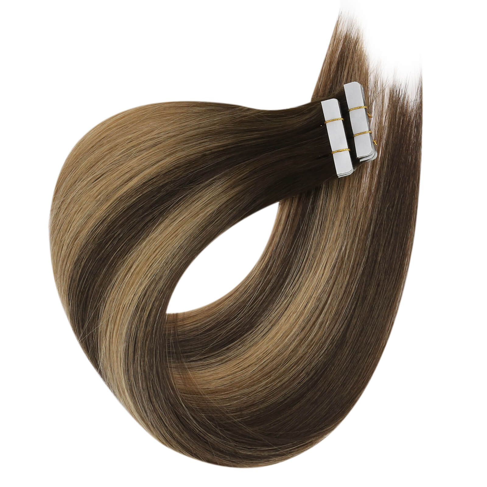 [Virgin Hair] Invisible Injection Tape in Human Hair Extensions Balayage Brown Hair #BM - Image 6