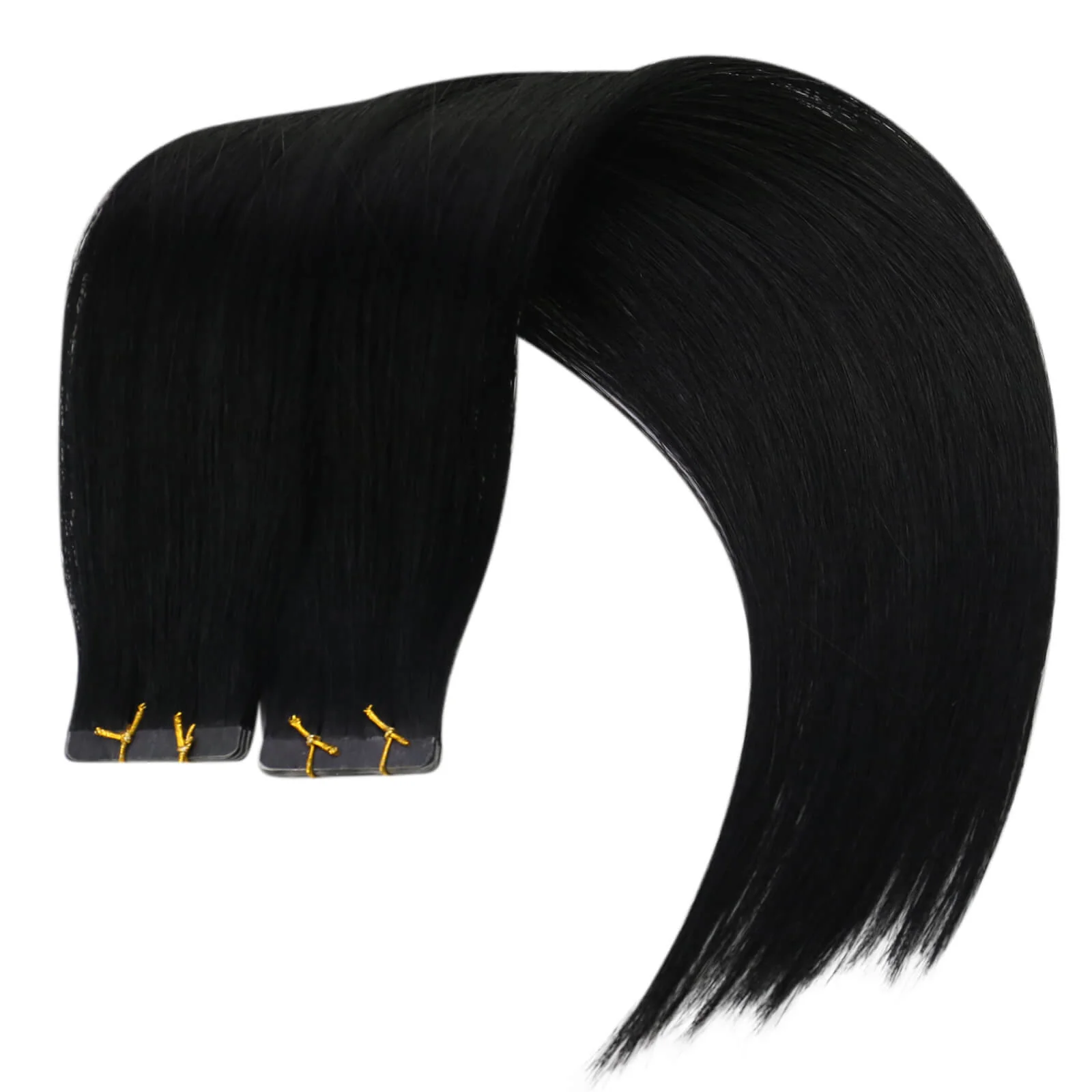 [Virgin Hair] Invisible Tape in Hair Extensions Real Human Hair Natural Black #1B - Image 4
