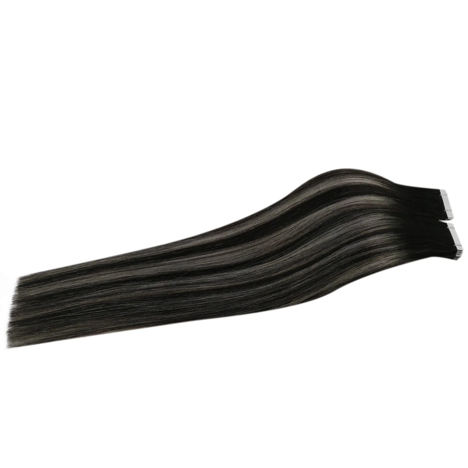 [Virgin Hair] Tape in Extensions Full Cuticle Human Hair Balayage #1B/Silver/1B - Image 10