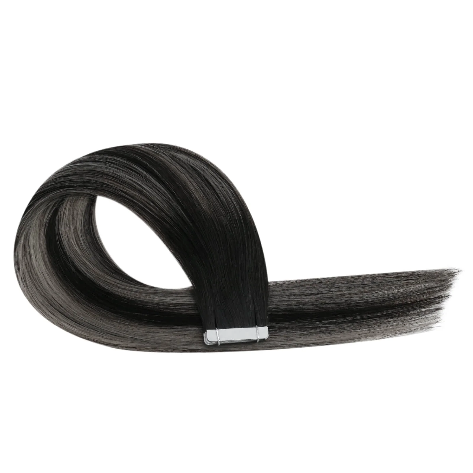 [Virgin Hair] Tape in Extensions Full Cuticle Human Hair Balayage #1B/Silver/1B - Image 6