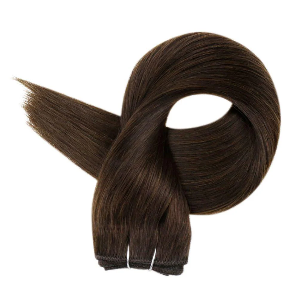 [Virgin Hair] Sew in Weft Extensions Real Human Hair Color Brown #4 - Image 6