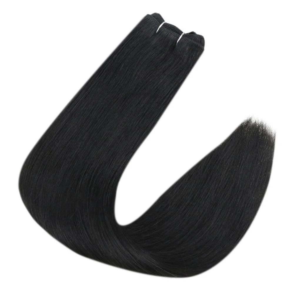 [Virgin Hair] Weft Hair Extensions Real Human Hair Natural Black #1B - Image 4