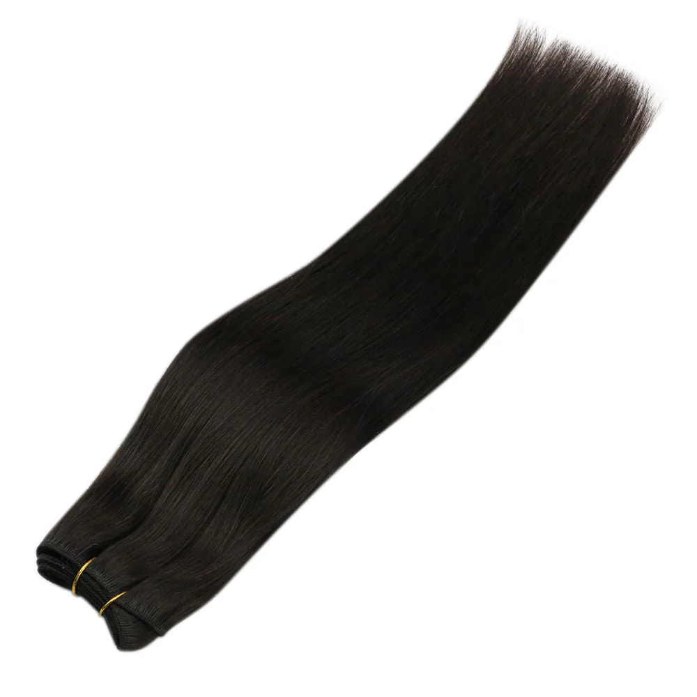 [Virgin Hair] Weft Hair Extensions Real Human Hair Natural Black #1B - Image 7