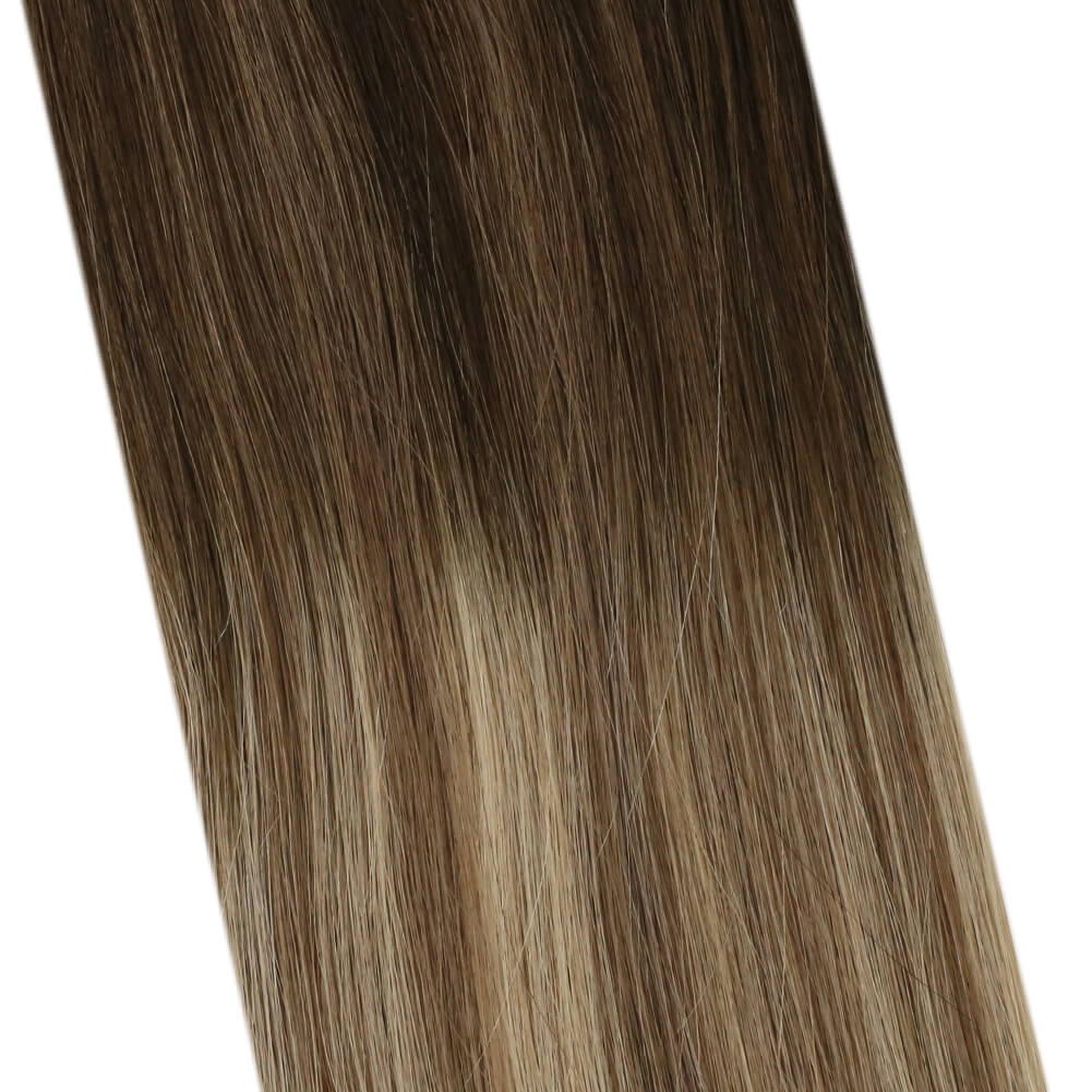 Weft Hair Extensions Sew in Human Hair Balayage Brown with Blonde #3/8/22 - Image 4