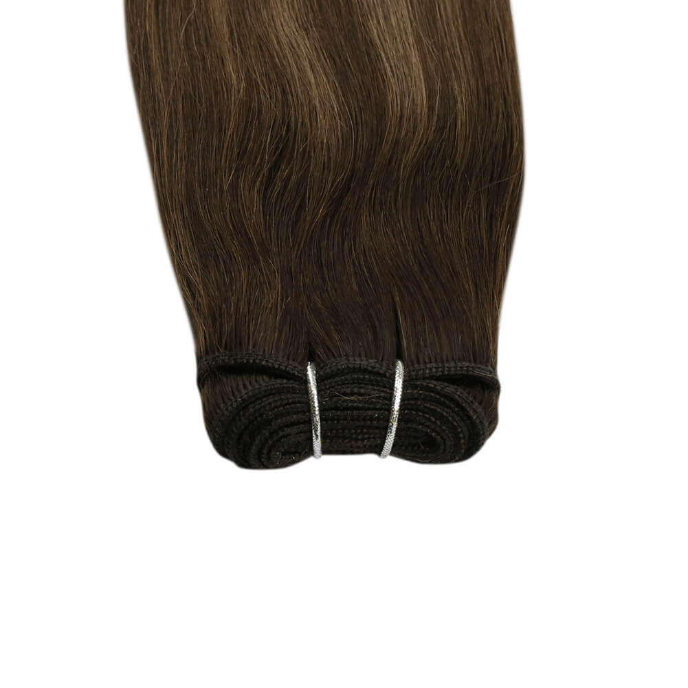 Weft Hair Extensions Sew in Human Hair Balayage Brown with Blonde #3/8/22 - Image 6